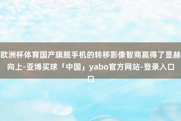 欧洲杯体育国产旗舰手机的转移影像智商赢得了显赫向上-亚博买球「中国」yabo官方网站-登录入口